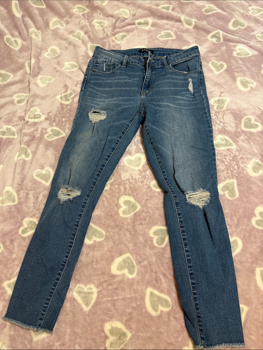 d. jeans Women's Distressed Dark Blue Skinny Jeans